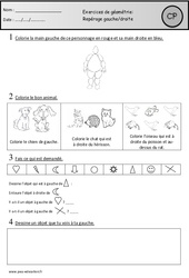 Exercices - Repérage gauche - droite - Géométrie : Primaire 1 - PDF à imprimer