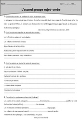 Exercices avec correction - Accord groupe sujet - verbe : Primaire 5 - PDF à imprimer