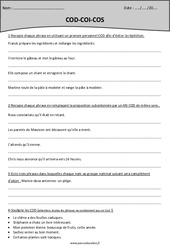 Révisions - COD - COI - COS - Grammaire : Primaire 5 - PDF à imprimer