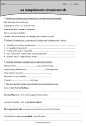 Exercices avec correction - Compléments circonstanciels : Primaire 5 - PDF à imprimer