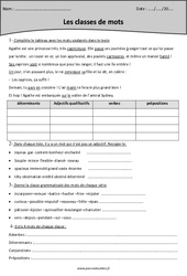 Révisions - Classes de mots - Grammaire : Primaire 5 - PDF à imprimer