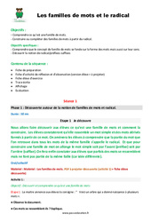 Familles de mots et le radical - Séquence - Fiche de préparation : Primaire 4 - PDF à imprimer