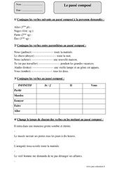 Passé composé - Fiche d'exercices avec correction : Primaire 5 - PDF à imprimer