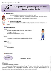 Gestes du quotidien pour avoir une bonne hygiène de vie - Séquence - Fiche de préparation : Primaire 1 - PDF à imprimer