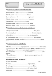 Présent de l’indicatif - Fiche d’exercices avec correction : Primaire 5 - PDF à imprimer