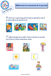 Différencier les moments de la journée - Le Temps : Maternelle 1 - PDF à imprimer