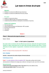 Types et formes de phrases - Séquence - Fiche de préparation : Primaire 5 - PDF à imprimer