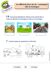 Différents lieux de vie (campagne, ville et montagne) - L'espace : Maternelle 1 - PDF à imprimer