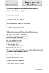 Phrase active - Phrase passive - Fiche d’exercices avec correction : Primaire 5 - PDF à imprimer