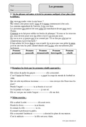 Pronoms - Fiche d’exercices avec correction : Primaire 5 - PDF à imprimer