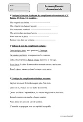 Compléments circonstanciels - Fiche d’exercices avec correction : Primaire 5 - PDF à imprimer