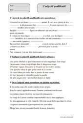 Adjectif qualificatif - Fiche d’exercices avec correction : Primaire 5 - PDF à imprimer