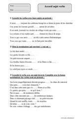 Accord sujet verbe - Fiche d’exercices avec correction : Primaire 5 - PDF à imprimer