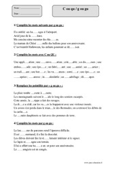 C ou qu - g ou gu - Sons difficiles - Fiche d’exercices avec correction : Primaire 5 - PDF à imprimer