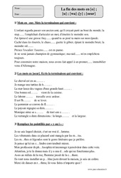 Fin des mots en o, i, wa ;y, oeur - Fiche d’exercices avec correction : Primaire 5 - PDF à imprimer