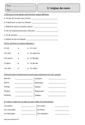 Origine des mots - Fiche d’exercices avec correction : Primaire 5 - PDF à imprimer