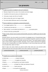 Pronoms - Exercices : Primaire 5 - PDF à imprimer