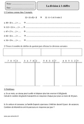Division à 1 chiffre - Exercices  : Primaire 5 - PDF à imprimer