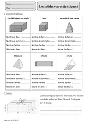 Solides - Exercices avec correction : Primaire 5 - PDF à imprimer