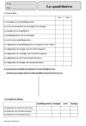 Quadrilatères - Exercices avec correction : Primaire 5 - PDF à imprimer