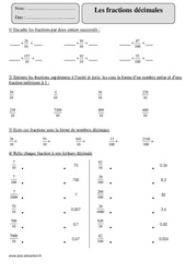 Fractions décimales - Exercices : Primaire 5 - PDF à imprimer