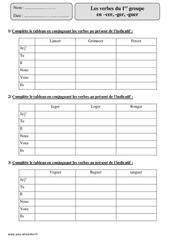 Verbes du 1er groupe en - cer, - ger, - guer - Révisions  : Primaire 4 - PDF à imprimer
