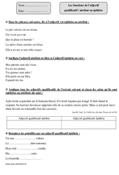 Fonctions - Adjectif qualificatif - Attribut ou épithète - Exercices avec correction : Primaire 4 - PDF à imprimer