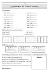 Soustraction des nombres décimaux - Révisions avec correction : Primaire 4 - PDF à imprimer