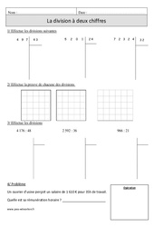 Division à 2 chiffres - Exercices avec correction : Primaire 4 - PDF à imprimer