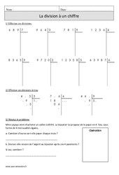 Division à 1 chiffre + sens - Exercices  : Primaire 4 - PDF à imprimer