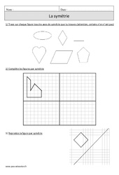 Symétrie - Exercices avec correction : Primaire 4 - PDF à imprimer
