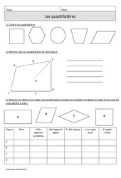 Quadrilatères - Exercices avec correction : Primaire 4 - PDF à imprimer