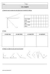 Angles - Exercices  : Primaire 4 - PDF à imprimer