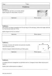 Périmètre - Problèmes - Révisions : Primaire 4 - PDF à imprimer