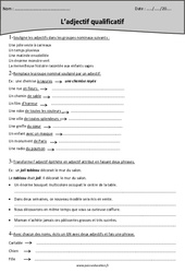 Adjectif épithète - Adjectif attribut - Fiche d'exercices : Primaire 5 - PDF à imprimer