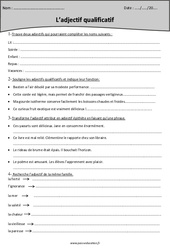 Adjectif qualificatif - Fiche de révisions : Primaire 5 - PDF à imprimer