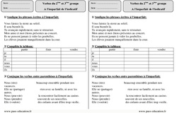 Imparfait - 2ème et groupe - Exercices : Primaire 3 - PDF à imprimer