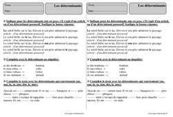 Déterminants - Révisions avec correction : Primaire 3 - PDF à imprimer