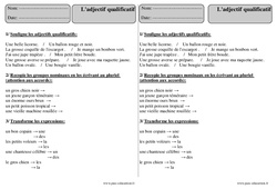 Adjectif qualificatif - Révisions : Primaire 3 - PDF à imprimer