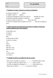 Pronoms - Exercices avec correction : Primaire 4 - PDF à imprimer