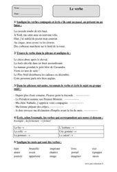Verbe - Exercices avec correction : Primaire 4 - PDF à imprimer