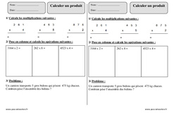 Calculer un produit - Exercice  : Primaire 3 - PDF à imprimer