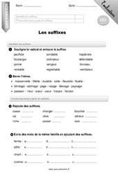 Suffixes - Examen Evaluation - Bilan : Primaire 3 - PDF à imprimer