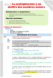 Multiplication à un chiffre des nombres entiers - Séquence - Fiche de préparation : Primaire 4 - PDF à imprimer