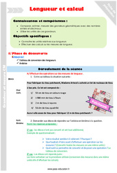 Longueur et calcul - Séquence - Fiche de préparation : Primaire 5 - PDF à imprimer