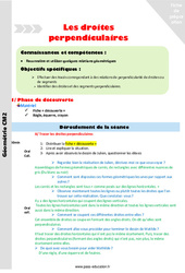Droites perpendiculaires - Fiche de préparation : Primaire 5 - PDF à imprimer