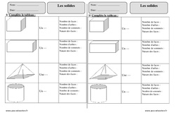 Solides - Exercices avec correction : Primaire 3 - PDF à imprimer