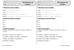 Décomposer un nombre - Exercices  : Primaire 3 - PDF à imprimer