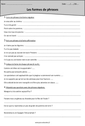 Affirmative - Négative - Formes de phrases - Exercices  : Primaire 4 - PDF à imprimer