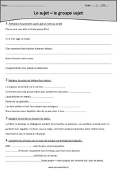 Sujet - Groupe sujet - Exercices  : Primaire 4 - PDF à imprimer